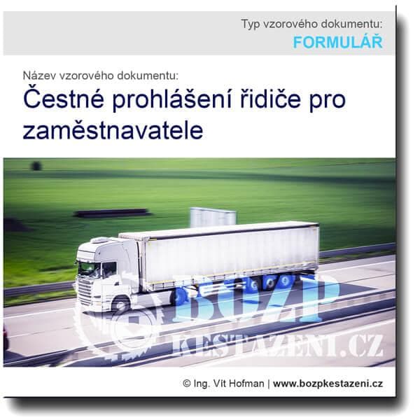 Čestné prohlášení řidiče - vzor pro zaměstnavatele
