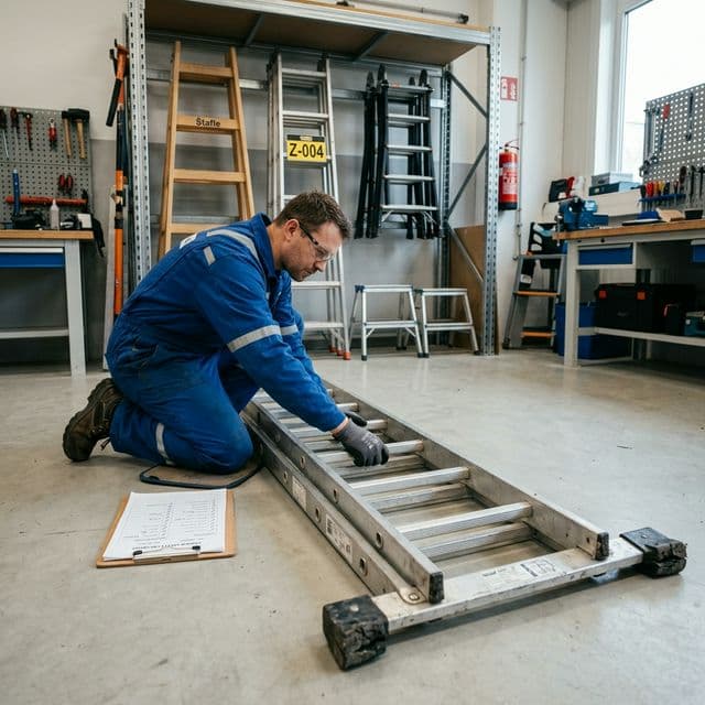 Checklist BOZP — kontrola žebříků a schůdků, 15 kontrolních bodů