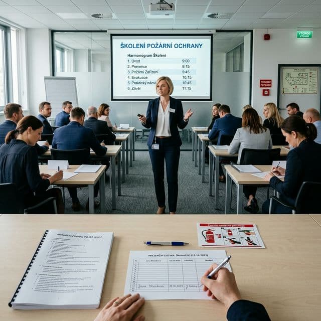 Dokumentace školení požární ochrany — 22 stran, 7 skupin osob