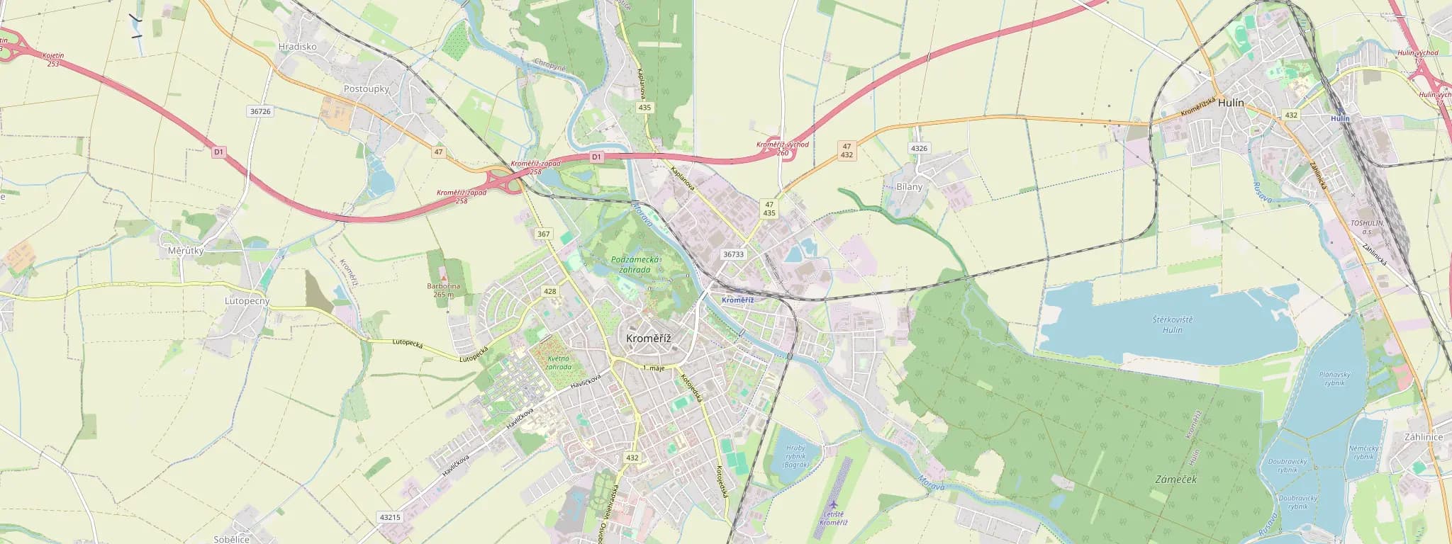 Mapa Kroměříže