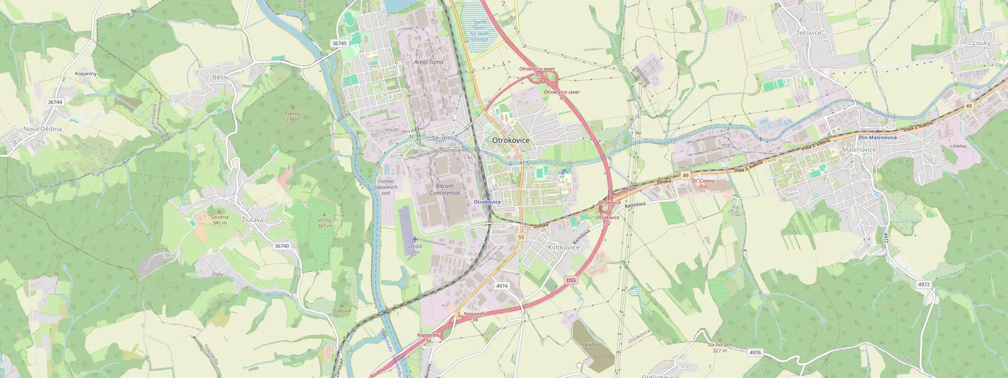 Mapa Otrokovic