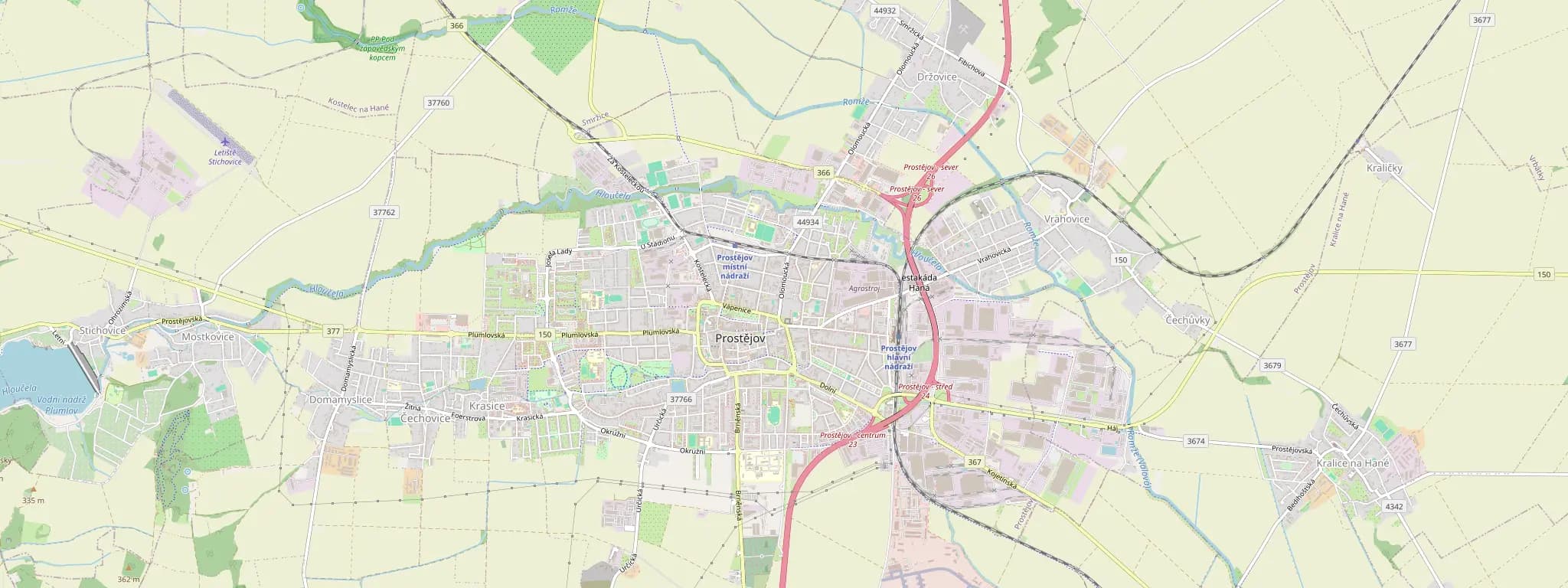 Mapa Prostějova