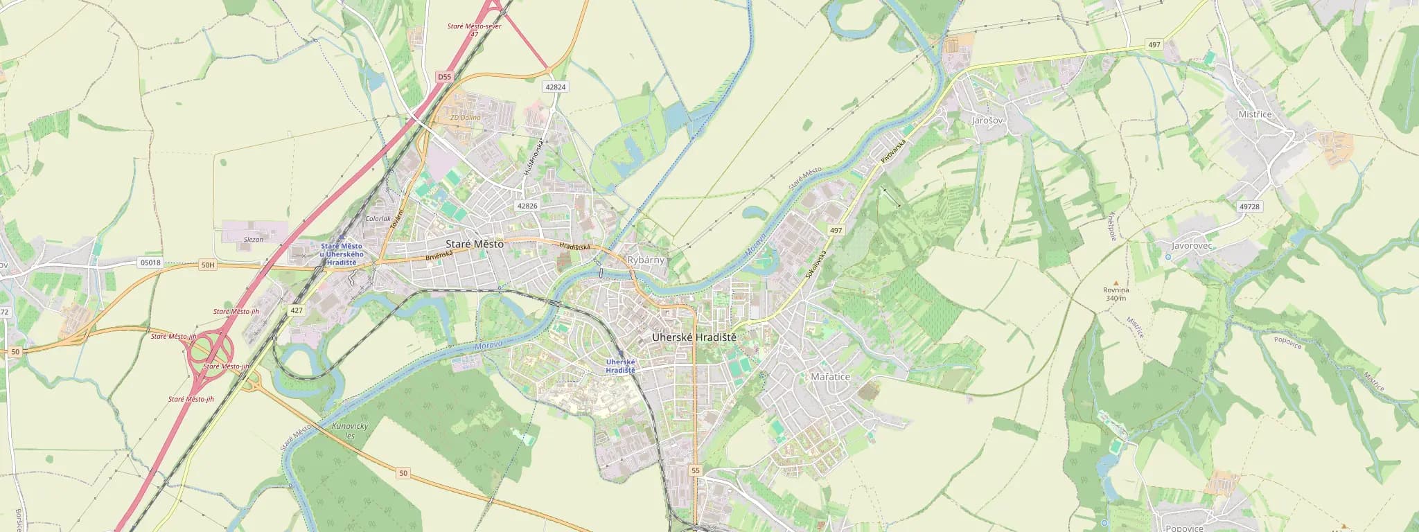 Mapa Uherského Hradiště