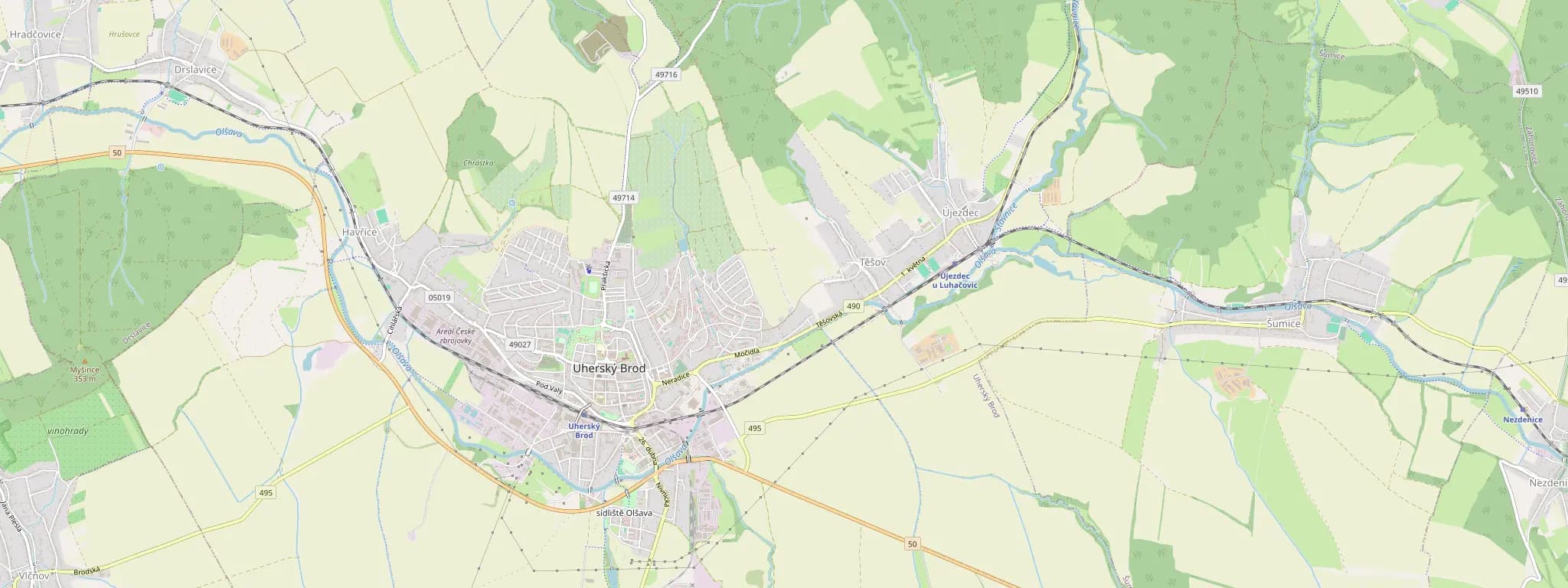 Mapa Uherského Brodu