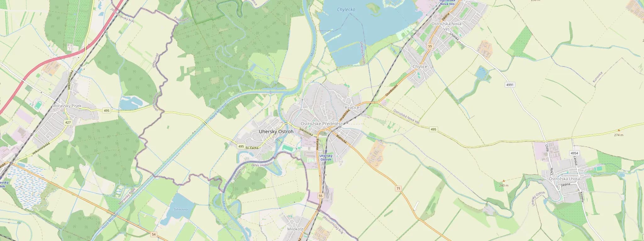 Mapa Uherského Ostrohu