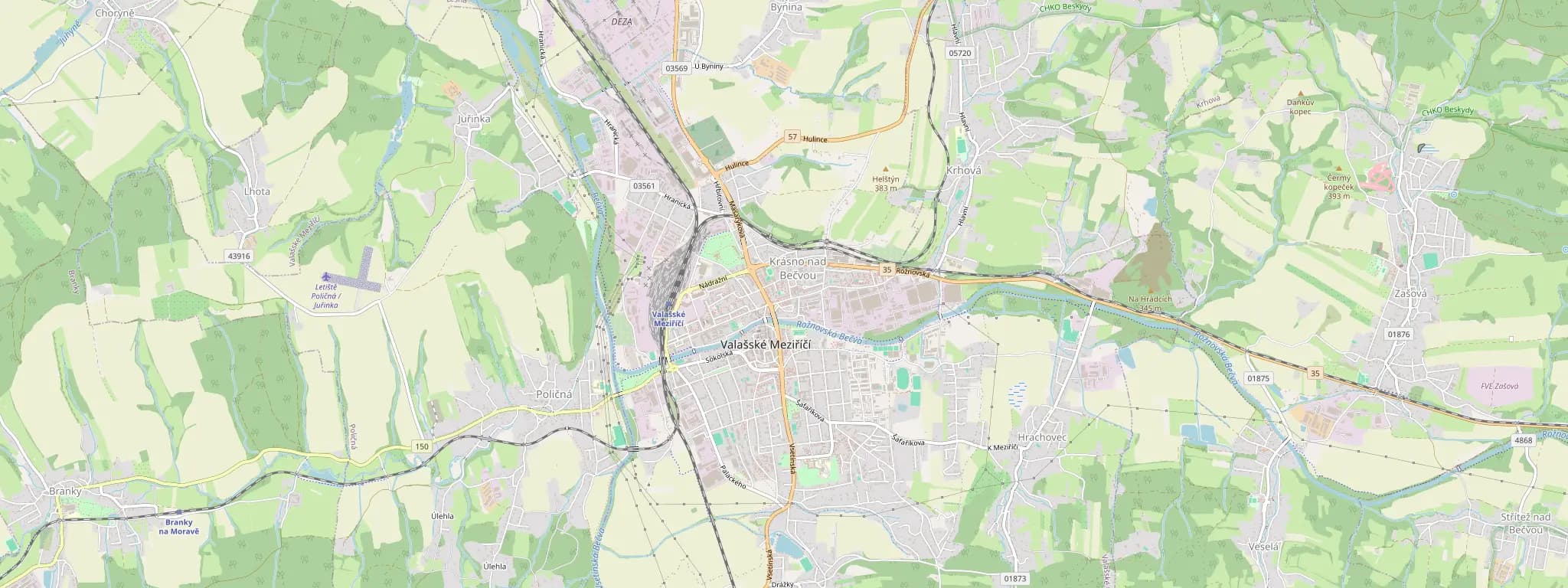 Mapa Valašského Meziříčí