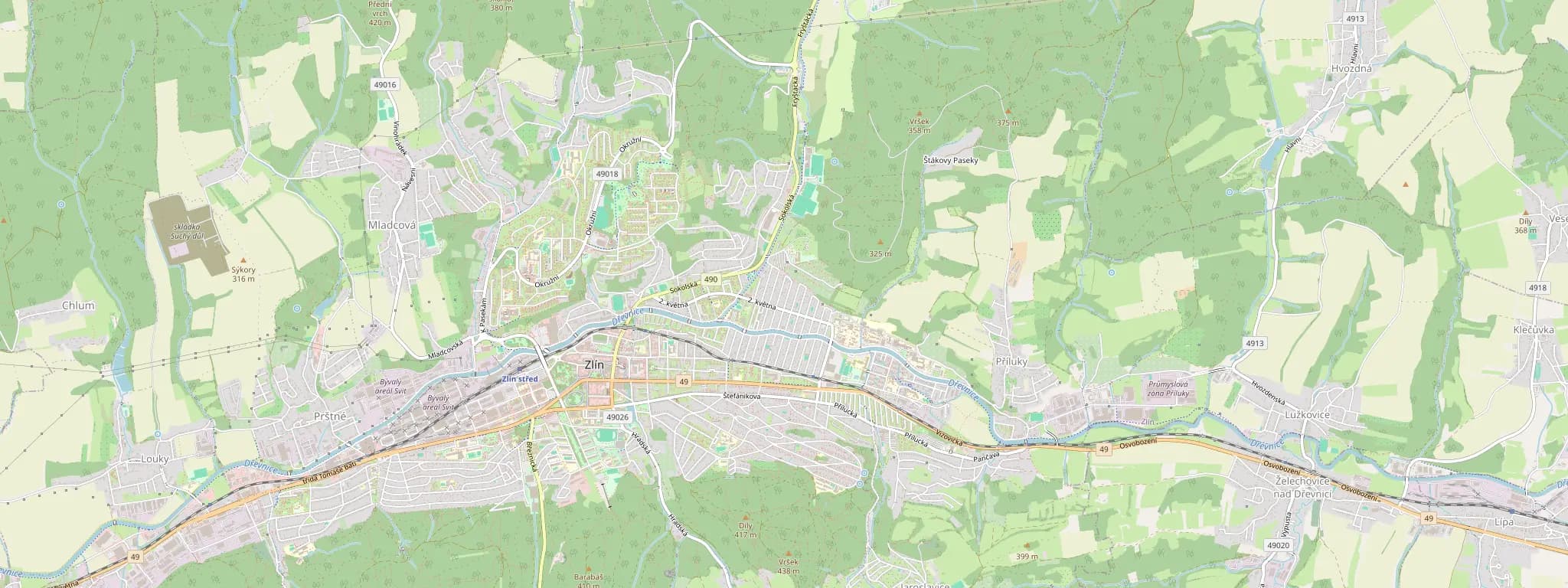 Mapa Zlína