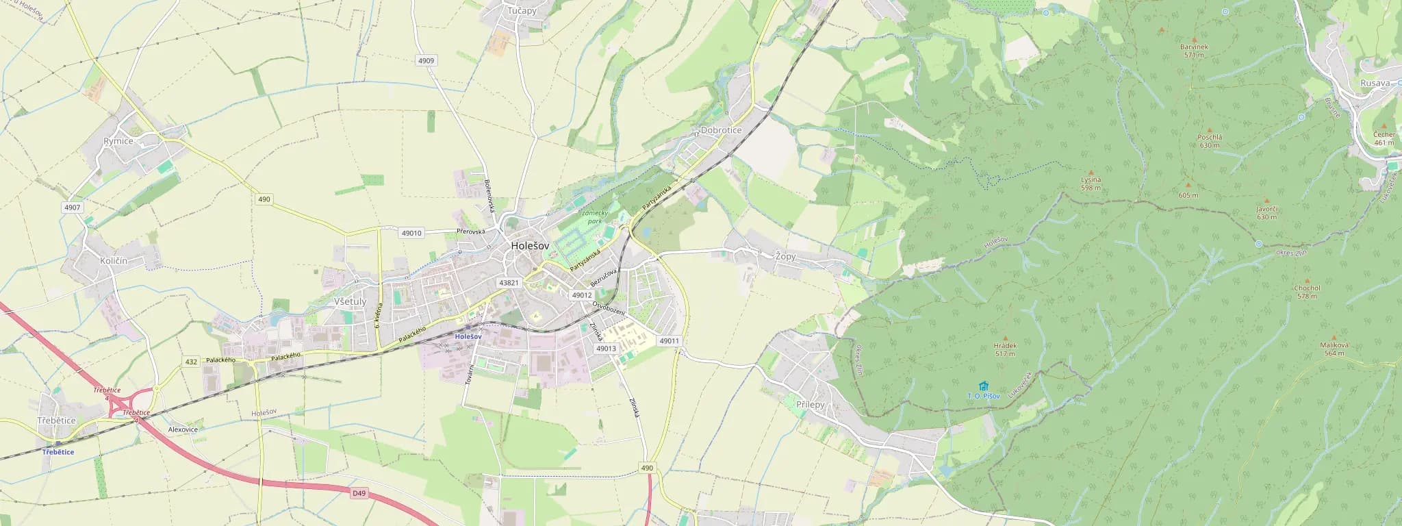 Mapa Holešova