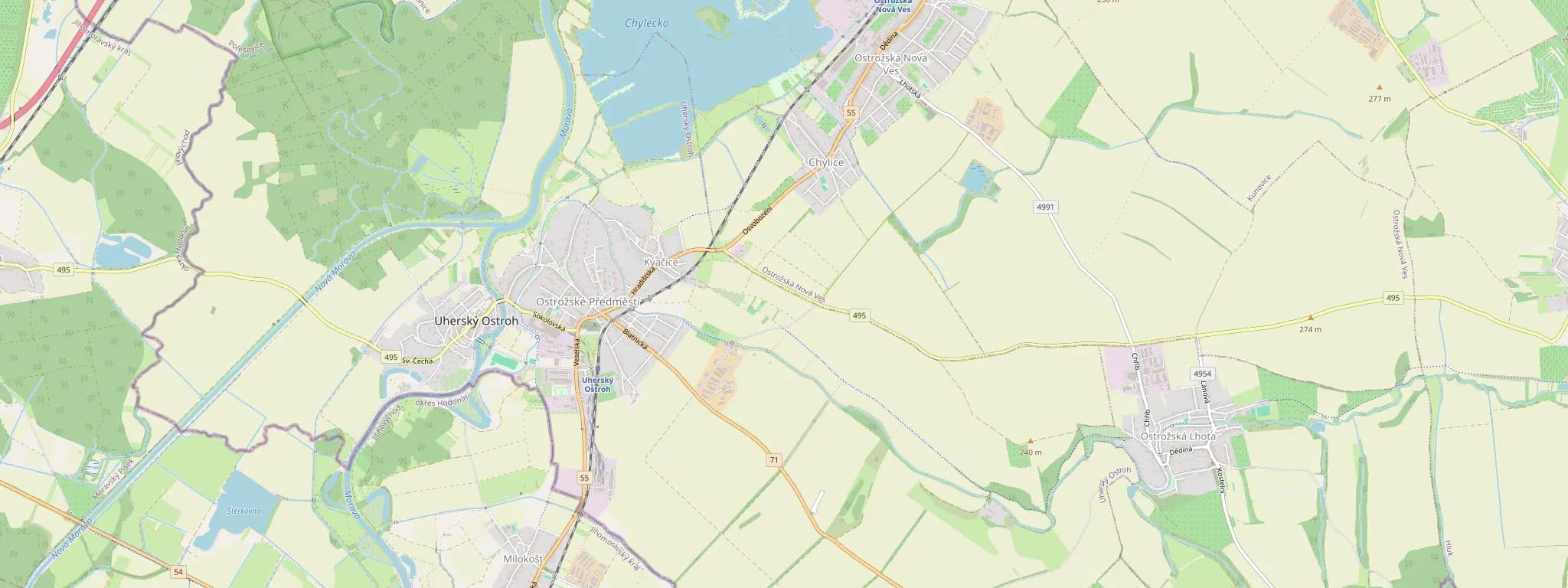 Mapa Ostrožské Nové Vsi