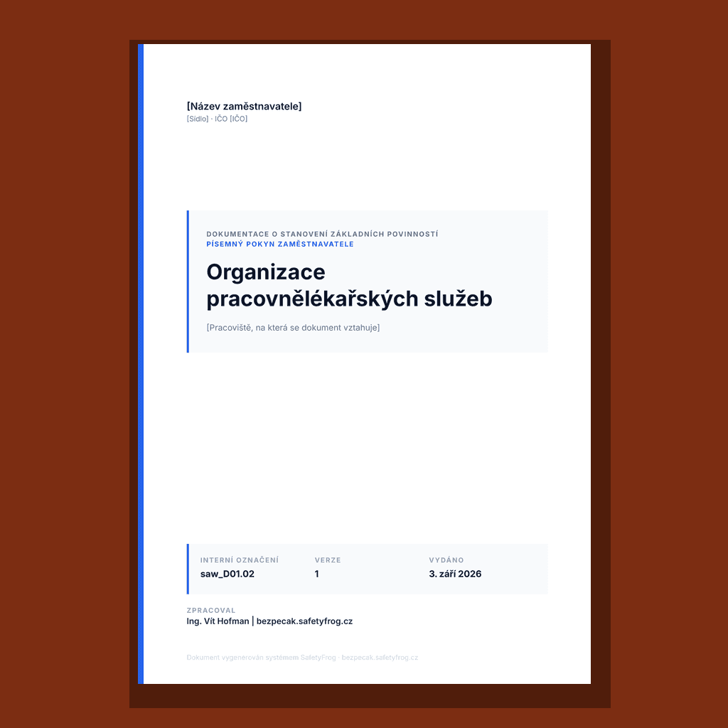 Vzor směrnice o organizaci pracovnělékařských služeb s lhůtníkem prohlídek, evidencí, pokynem pro zaměstnance a záznamem o postupu po posudku
