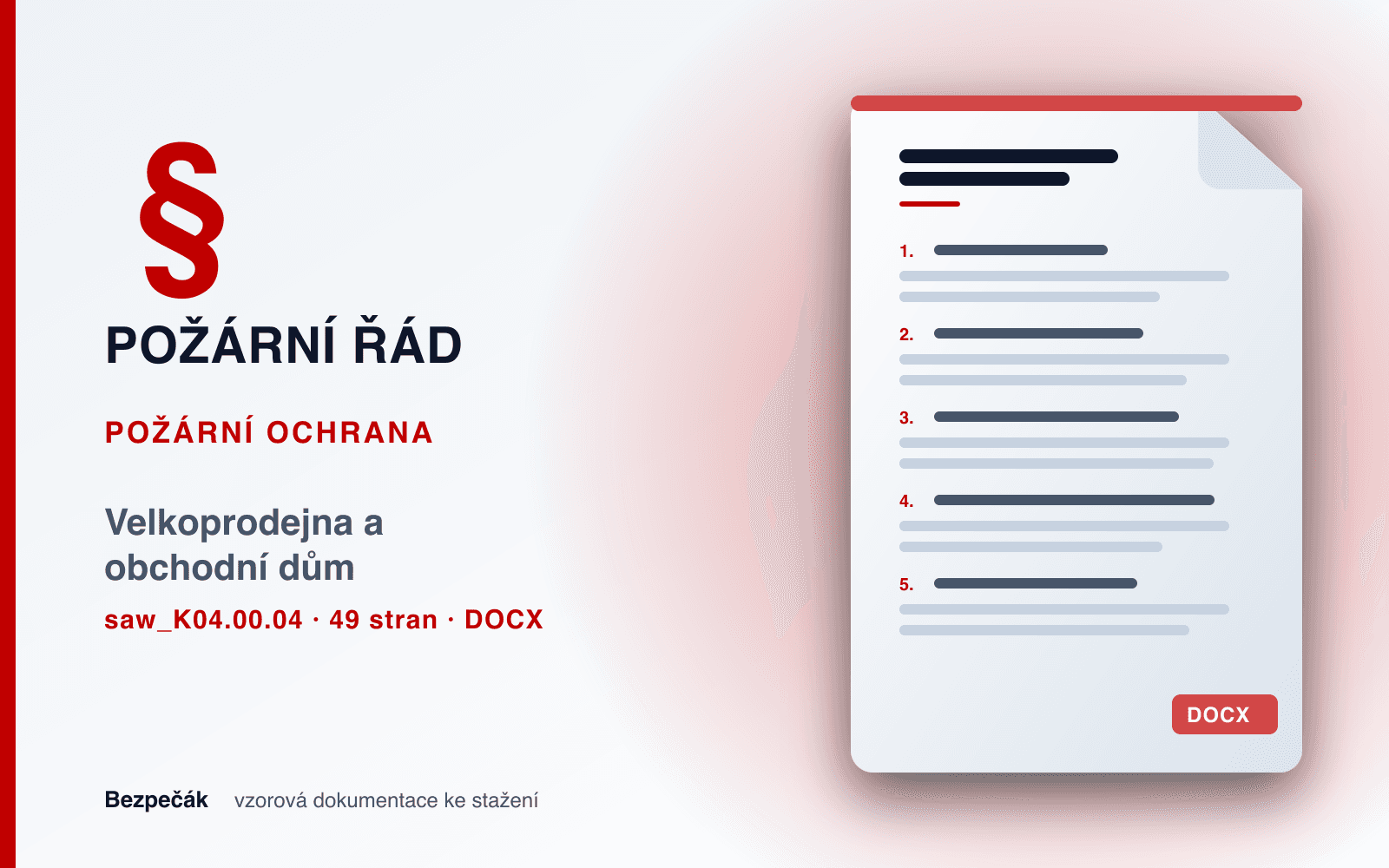 Požární řád: prodejna a obchodní dům (vzor s hlídkou)