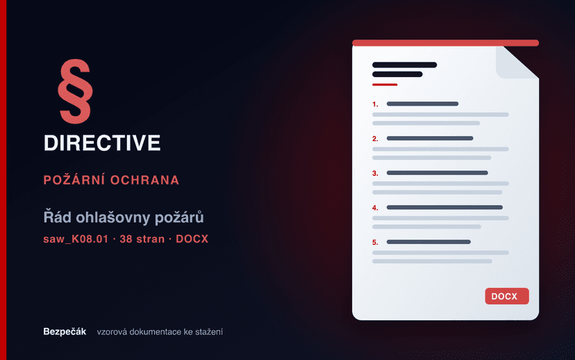 Řád ohlašovny požárů (vzor, kniha, karta, ML)