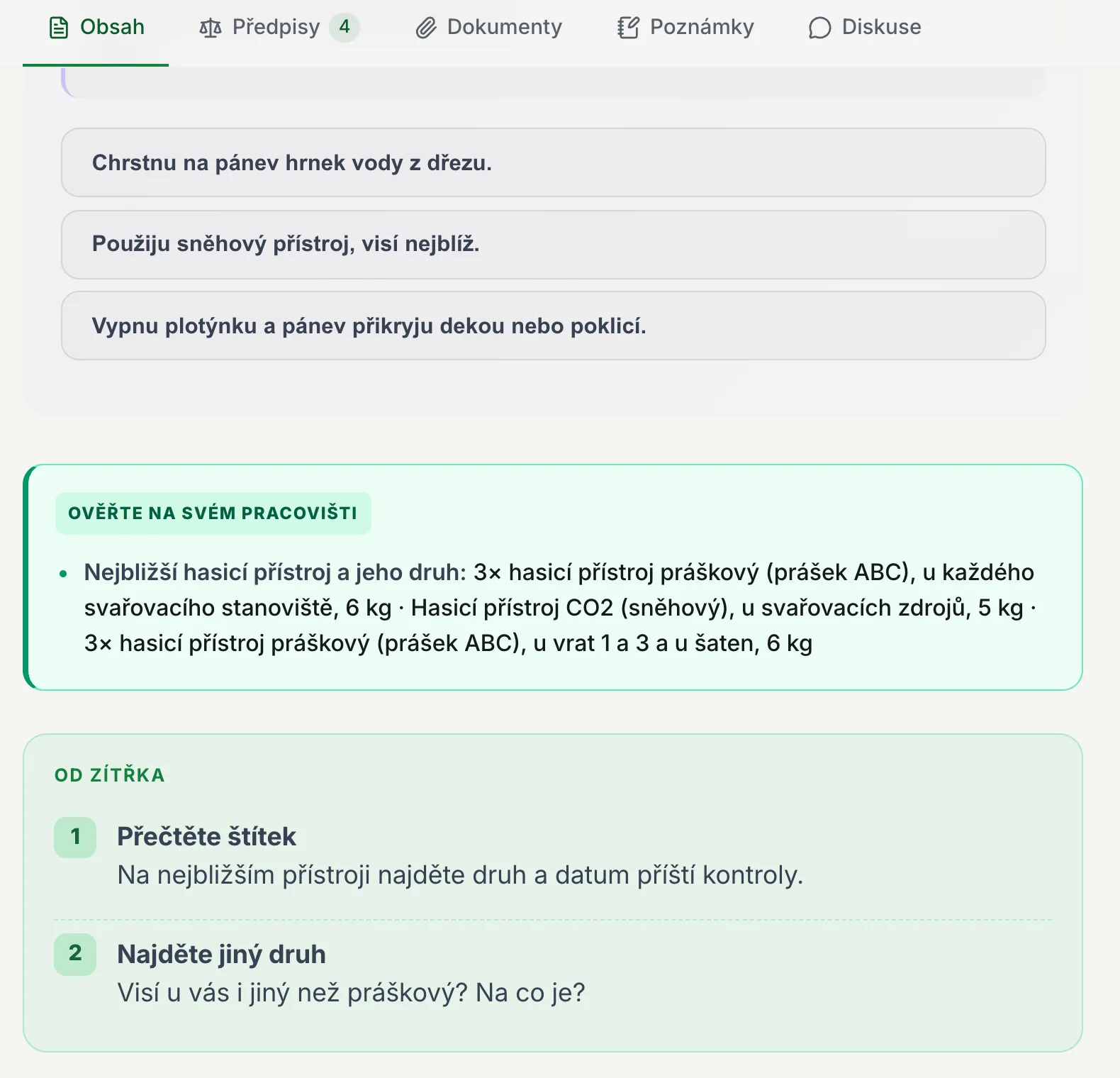 Lekce o hasicích přístrojích očima svářeče: přístroje jeho svařovny, ne obecný výčet